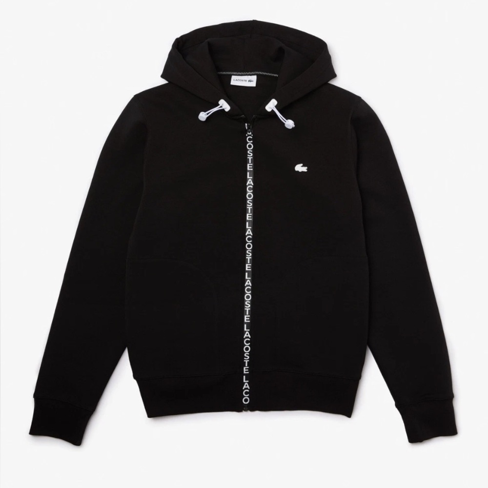 Lacoste Mens Hooded Cotton Blend Lettered Zip Sweatshirt - SH6886-51-031